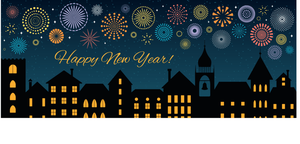 Happy New Year fireworks illustration