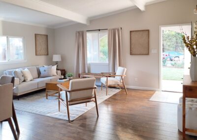 Living Room of a Staged Home at 689 Leong Drive, Mountain View, CA